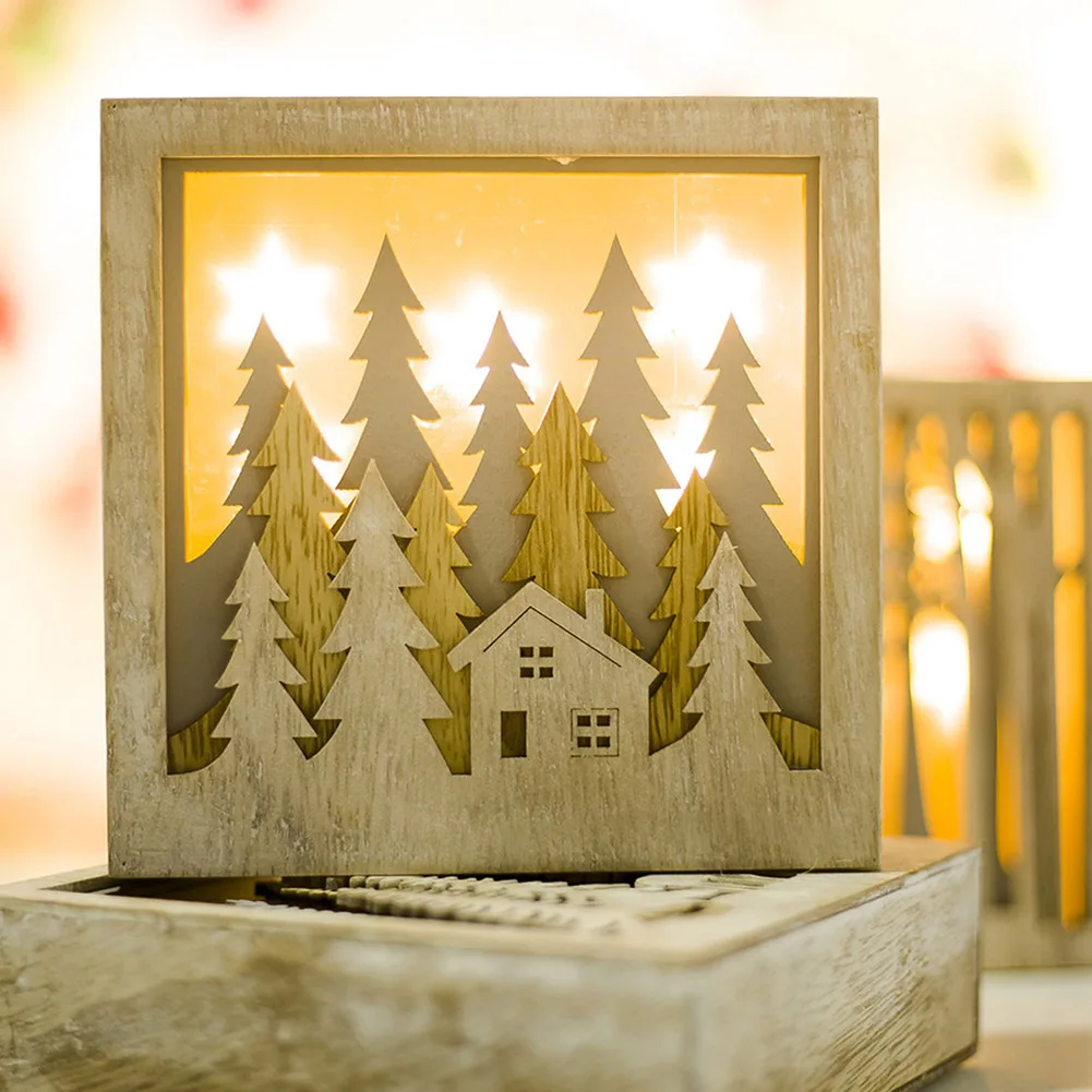 

Wooden LED Light Square Box Ornaments Decoration Gift for Home Christmas Party KSI999
