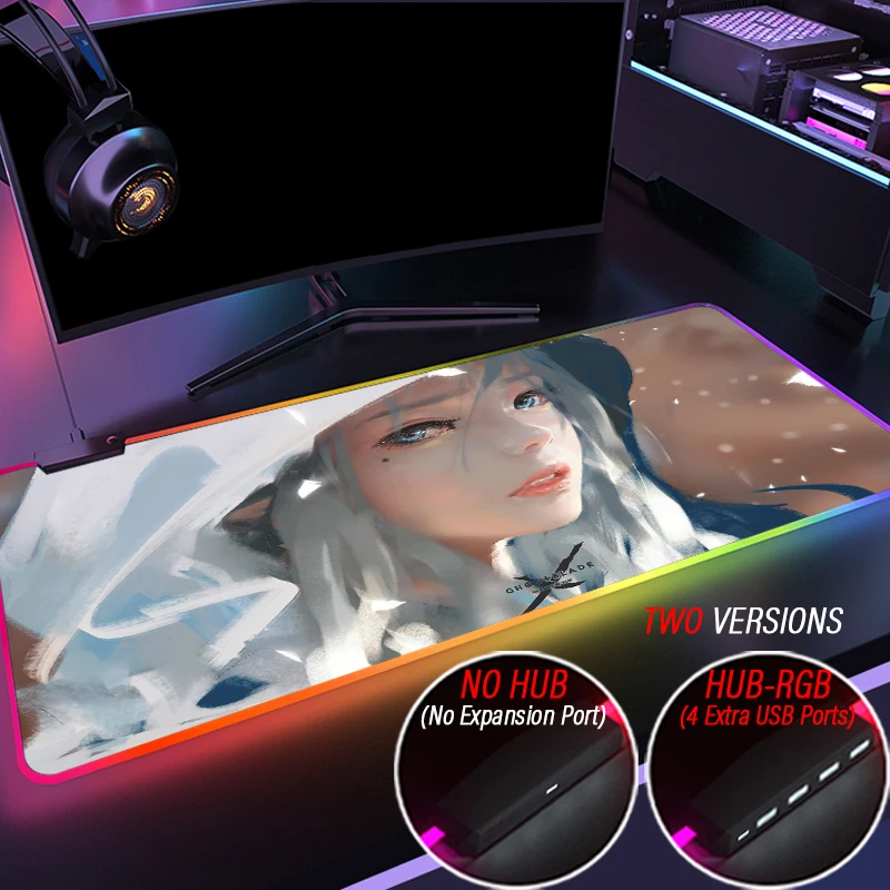 Japan Ass 3d Customized Cute Mouse Pad RGB Glowing Kbdfans HUB 4 Port USB Jinx Pink Girly PC Mat Kawaii Accessories Carpet