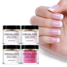 BORN PREETY Nail Dipping Gradient Color French Nail Glitter White Powder without Lamp Cure Nail Art Decorations Fan Brush