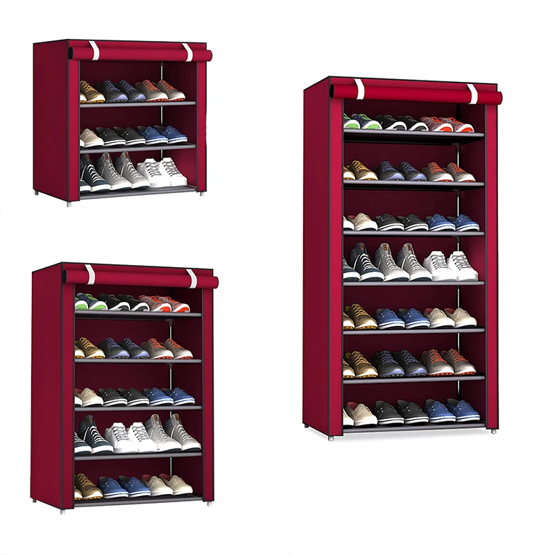 4/5/6/8/10 Layers Shoes Rack with Dustproof Cloth Non-Woven Fabric Shoe Stands Organizer Closet Home Shoes Storage Holder Shelf