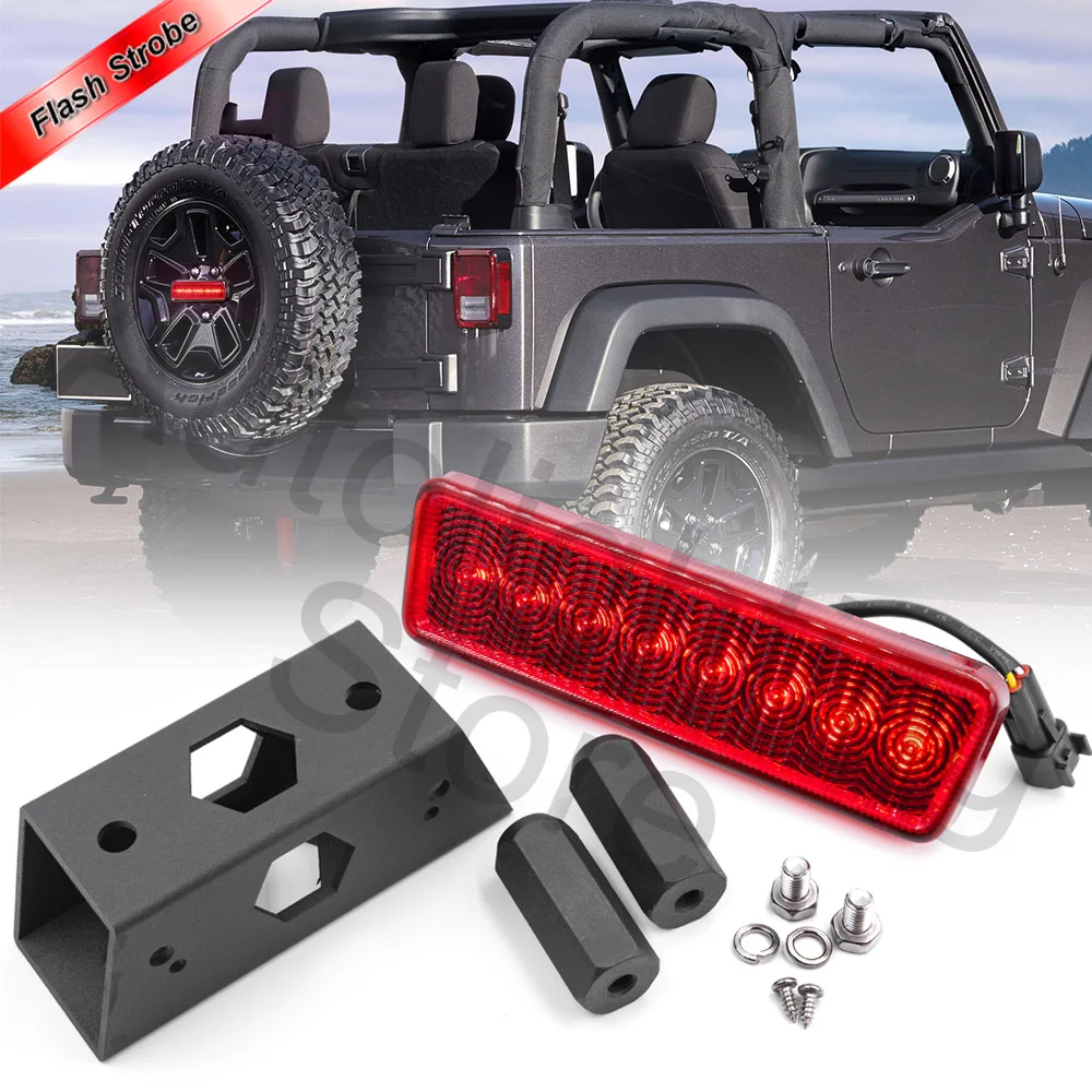 1pcs Strobe LED Third Brake Lamp For 07 17 Jeep Wrangler JK W/Spare