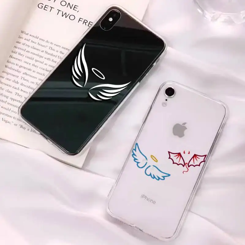 Милый чехол Yinuoda с ангелом и демоном для телефона iPhone 8 7 6 6S Plus X 5S SE 2020 XR 11 12 pro XS MAX |