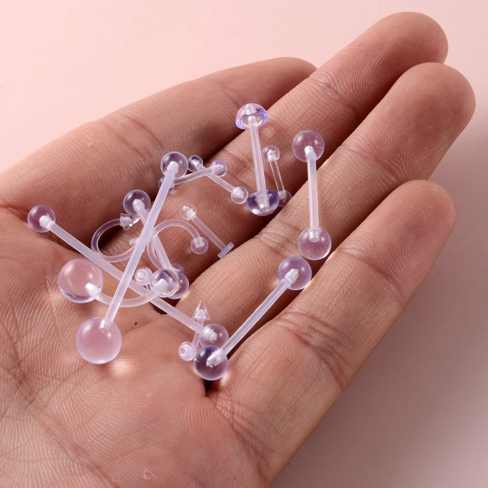 20g Stud Earrings Cartilage Piercing Flexible Bioflex Clear Ear Lobe Push-Fit Retainers Invisible Jewelry