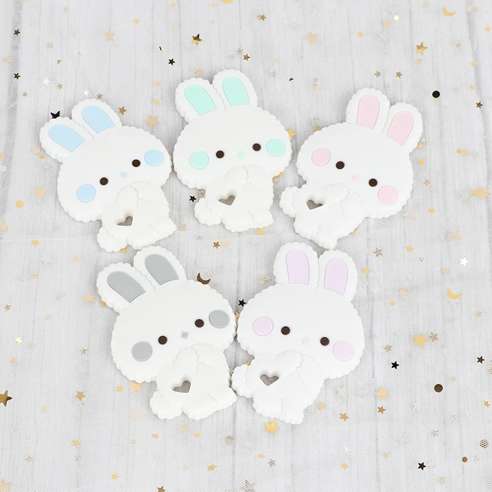 TYRY.HU 1PC BPA free rabbit silicone teether baby toys Chew Charms Kids Teething Gift