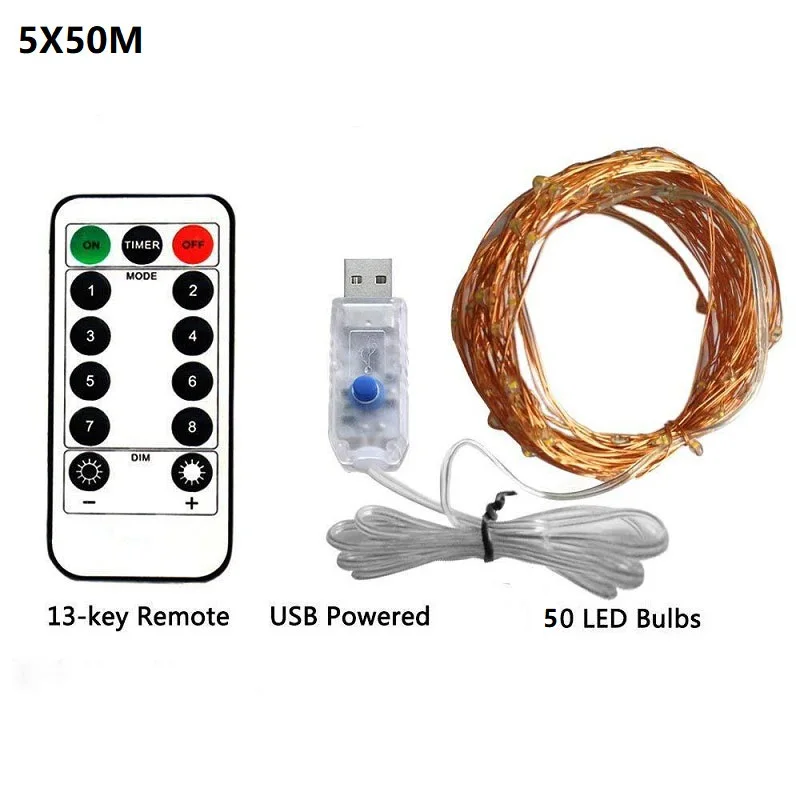 50-300LED занавес лампа теплый белый Рождественский струнный светильник Дистанционное управление USB Сказочный светильник гирлянда спальня домашний декоративный светильник ing