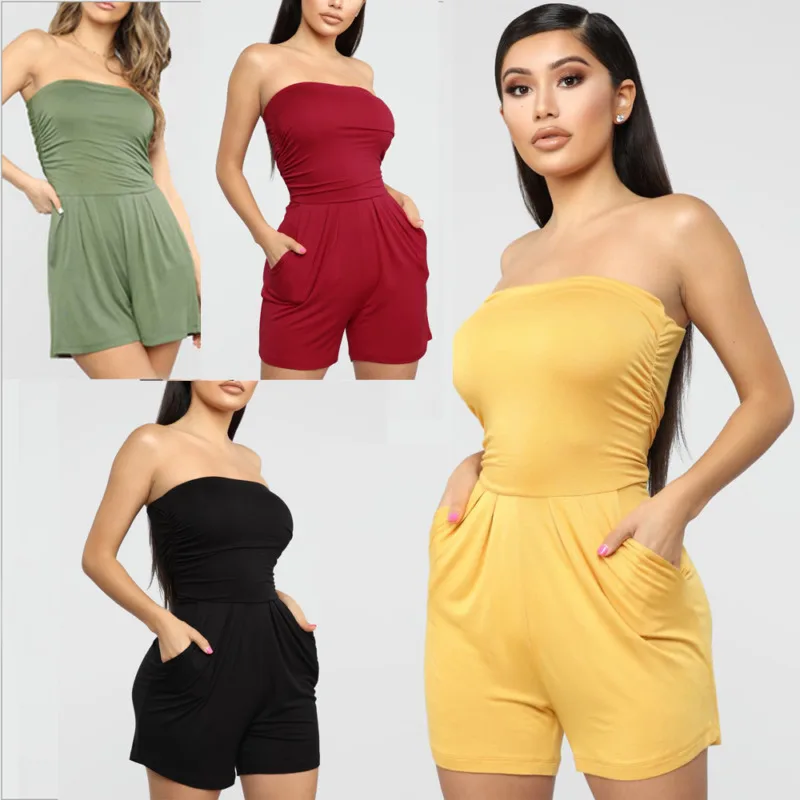 Strapless Jumpsuit Romper|Rompers 