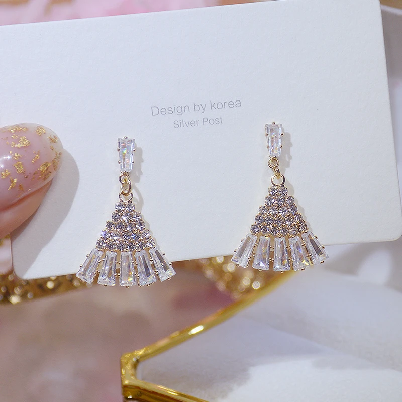 Ins Hot Sale Shining Zircon Crytal Earring Charm Hot Sale High Quality AAA Zircon Sector Sud Earrings Accessories Pendant Gift - Image 5