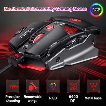 

ALLOYSEED G9 Gaming Mouse USB Wired 800-6400 DPI RGB Backlight Metal Mechanical Button Mice for PC Laptop Desktop Office