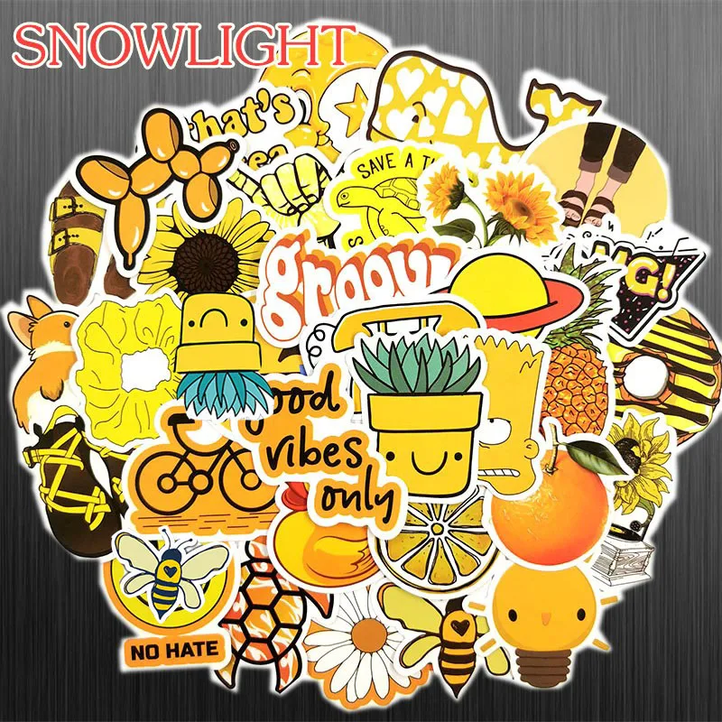 10/30/50 pcs/pack Summer flowers Yellow Girls Sticker Toys Decor For Car Laptop Phone Trunk Guitar Bicycle Refrigerator Stickers