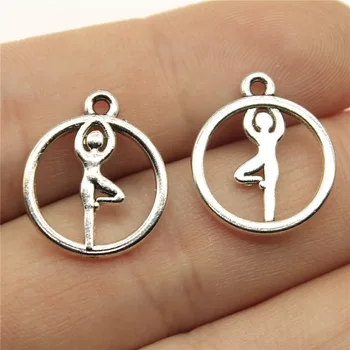 

Wholesale Jewelry Lots Antique Silver Color 19x16mm Yoga Pendants For Bracelets For Jewelry 200 Pieces