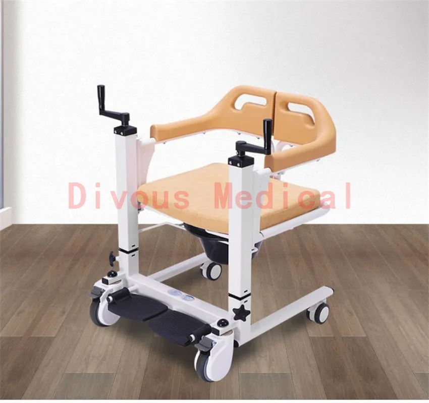 patient transfer life Home care commode chair toilet shower chair bath seat with wheels  moving wheelchair 6