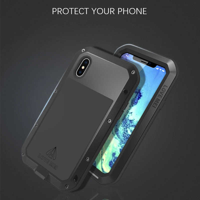 LOVE MEI Алюминиевый металлический чехол для iPhone X XS, защитный чехол, противоударный/водонепроницаемый/непромокаемый чехол для iPhone XS 10, чехол s, чехол для iPhone
