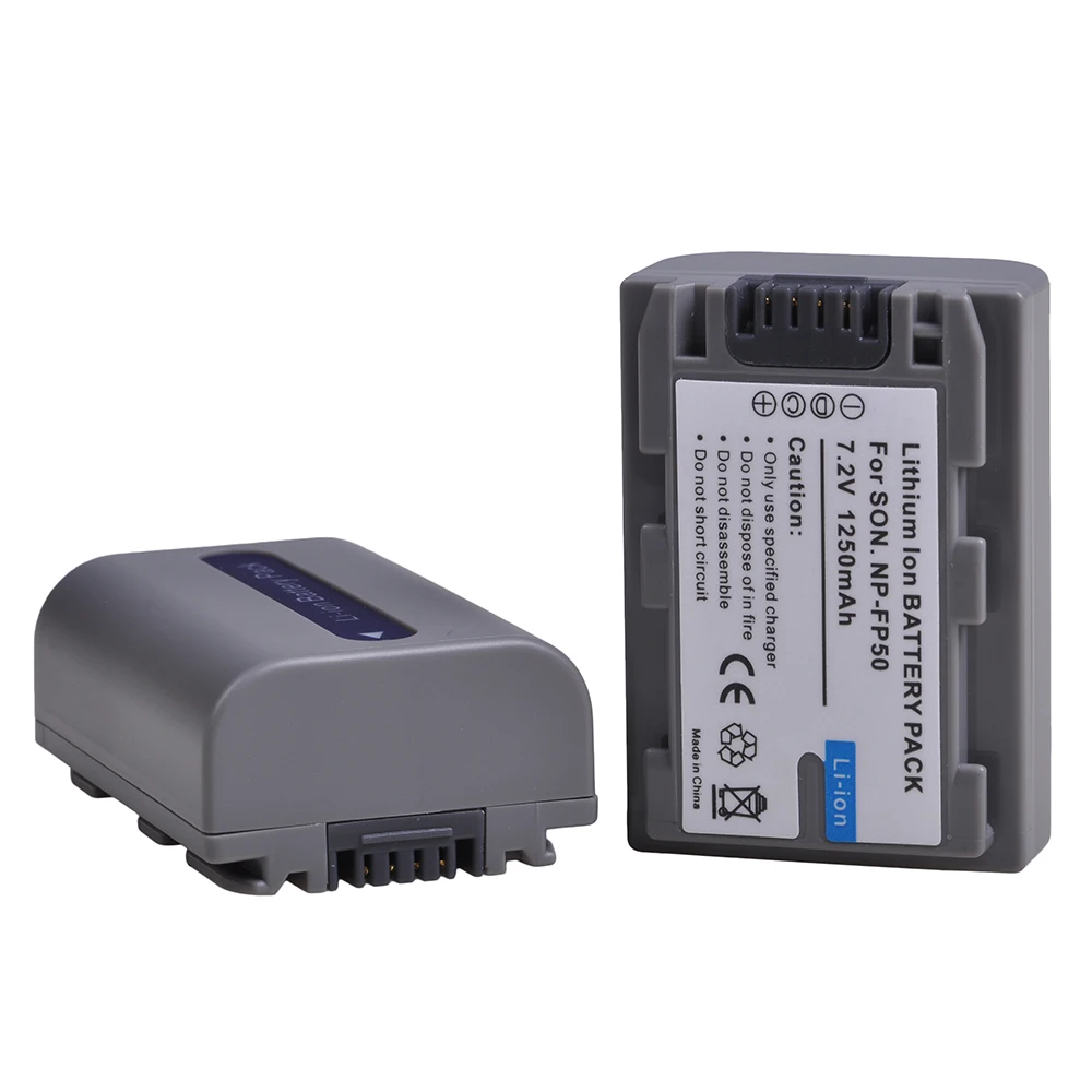 Lot De 2 Batteries NP-FP50/FH50 Pour Caméscopes Sony - Compatible DCR-HC85, HC94, SR30, SR40, SR50, SR60, Etc.