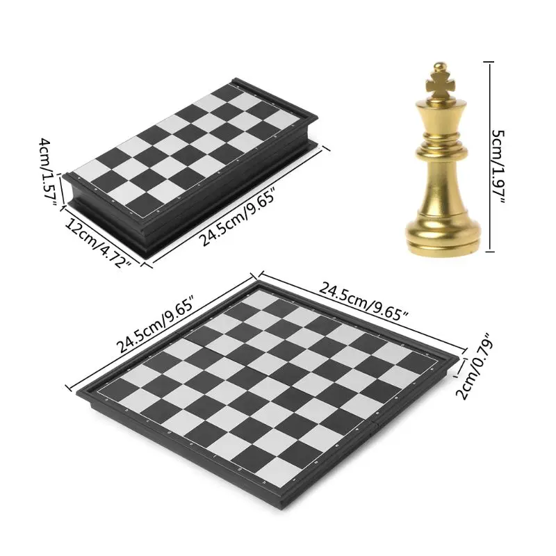 Portable Chess Folding Magnetic Plastic Chessboard Board Game For Kids And Adult Y51D