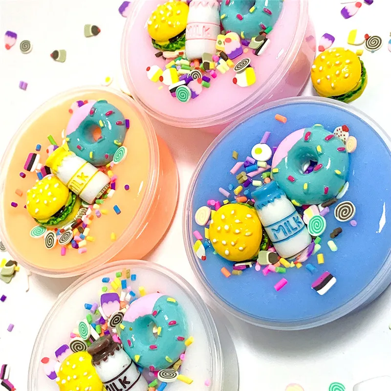 Слизь пушистый Уникальный DIY Burger Char Milk slime торт ко дню рождения слизь дети облегчение стресс игрушки#4AA15