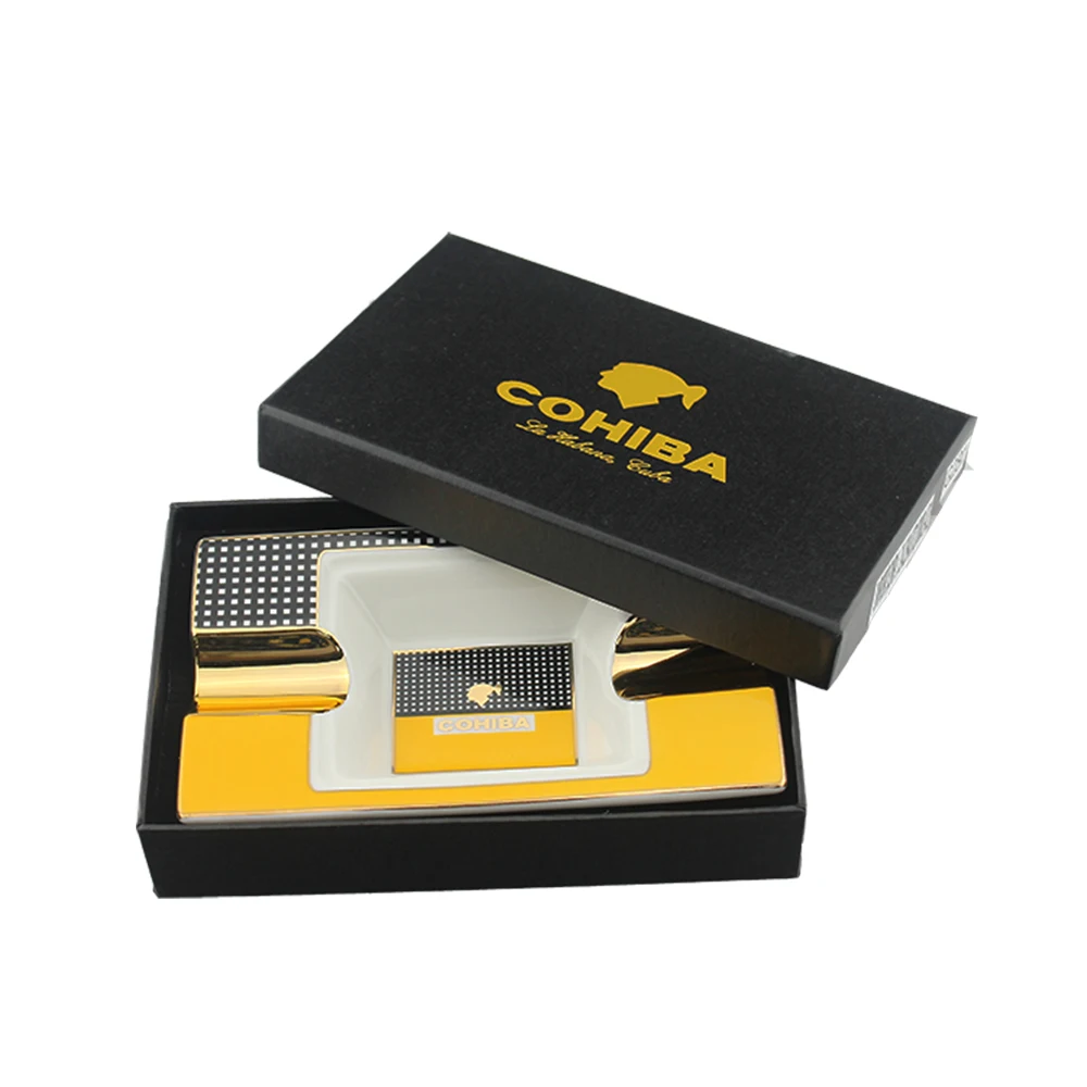 Cohiba керамическая пепельница держатель 2 сигары портативный домашний пепельница с подарочной коробкой
