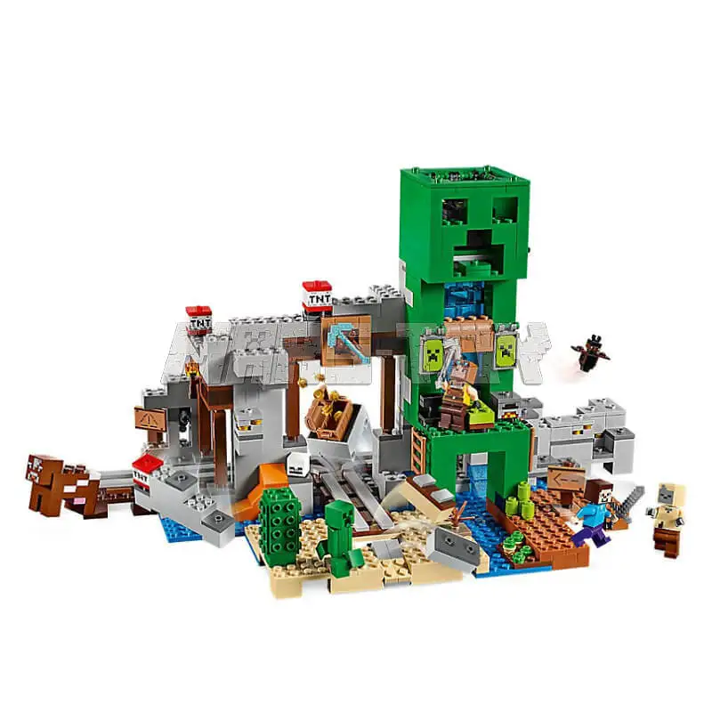 The Creepered Mine Building Blocks With Steve Action Figures Compatible 21155 My World Brick Set Gifts Toys The Creepered Mine Building Blocks With Steve Action Figures Compatible 21155 My World Brick Set Gifts Toys