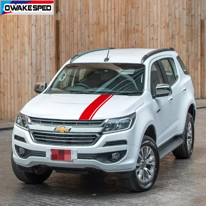 Car Bonnet Hood Lid Sticker OFF ROAD Stripes Auto Engine Cover Decor Vinyl Decals Exterior Accessories For Chevrolet-TrailBlazer (3)
