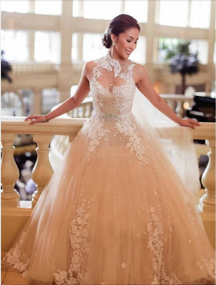 ; robe de Mariage Винтаж драгоценный камень аппликация бисером Пышное бальное свадебное платье vestido de noiva; платья для матери невесты
