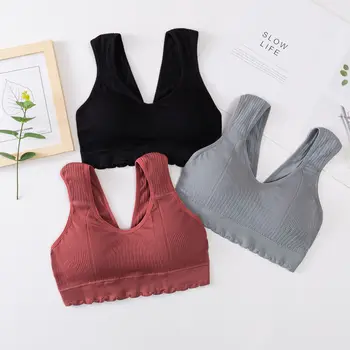 

CHRLEISURE Bras For Women Removable Chest Pad Push Up Bra Elastic Gather Fitness Bralette