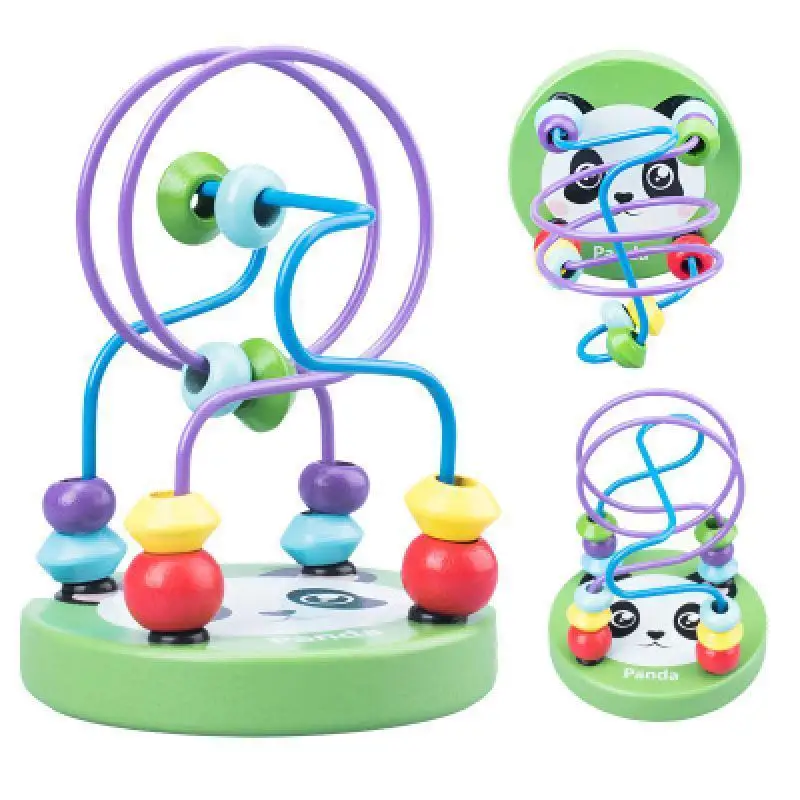 1pc Mini Cartoon Animal Small Round Beads Wooden Toys Early Education Puzzle Learning Toys 1-4 Years Old