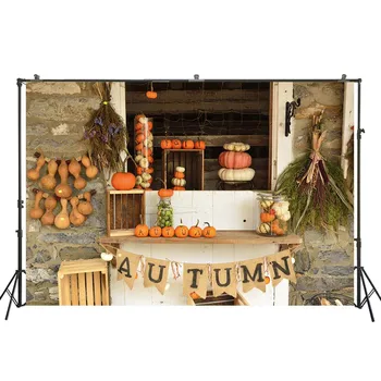 

photography fall background Halloween autumn pumpkin barn wood child hay backdrop photo studio photophone W-4268