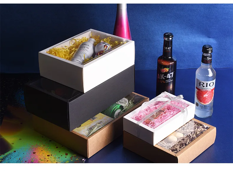 10 шт складная крафт-бумага коробка с прозрачное ПВХ окошко Подарочная коробка Упаковка коробка подарочная коробка Cajas de коробка