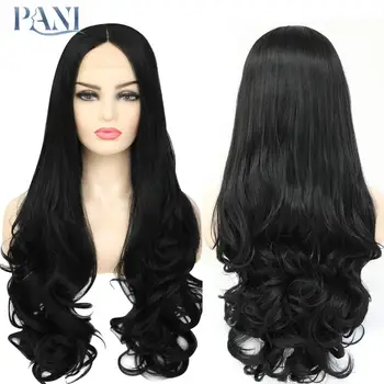 

PANI Black Ombre 613 Wavy Wigs For Women Synthetic Lace Front Wigs Natural Hair Extension Include Wig Cap 24 inches long