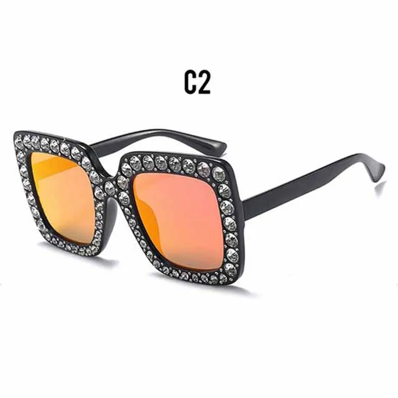 OFIR роскошные квадратные солнечные очки с бриллиантами, женские брендовые солнцезащитные очки с кристаллами, новинка, градиентные очки, зеркальные оттенки NE53 - Цвет линз: 2
