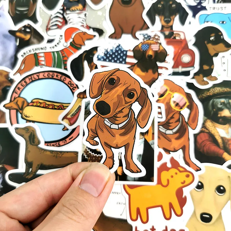 50 Pcs Dachshund Dog Stickers Funny Kawaii Sticker Laptop Skateboard Suitcase Diary Sticker Waterproof Stickers Toy For Children
