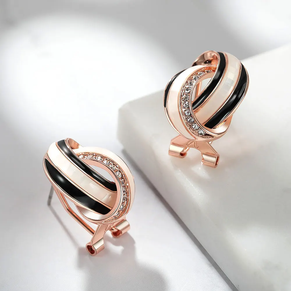 Viennois женские серьги-гвоздики из розового золота с геометрическим кристаллом