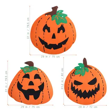 

3pcs Halloween Pumpkin Decoration Felt Huge Pumpkin Banner with 6M String and Threading Stick for Happy Hlloween Decoration