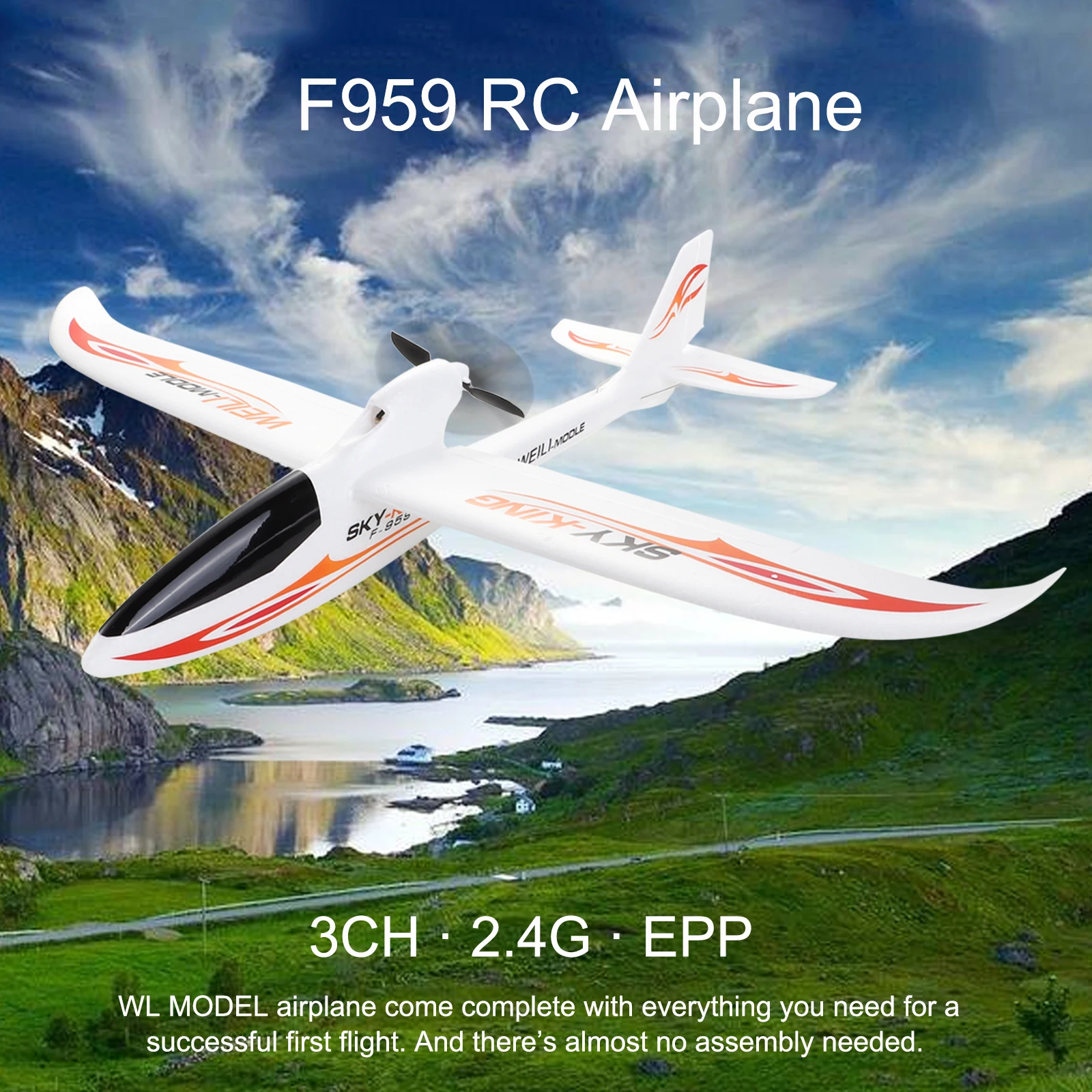 WLtoys F959 RC Airplane 3CH 2.4G 200 Meters Flying Distance Fixed Wing Remote Control Aircraft Toy Gift for Boyfriend