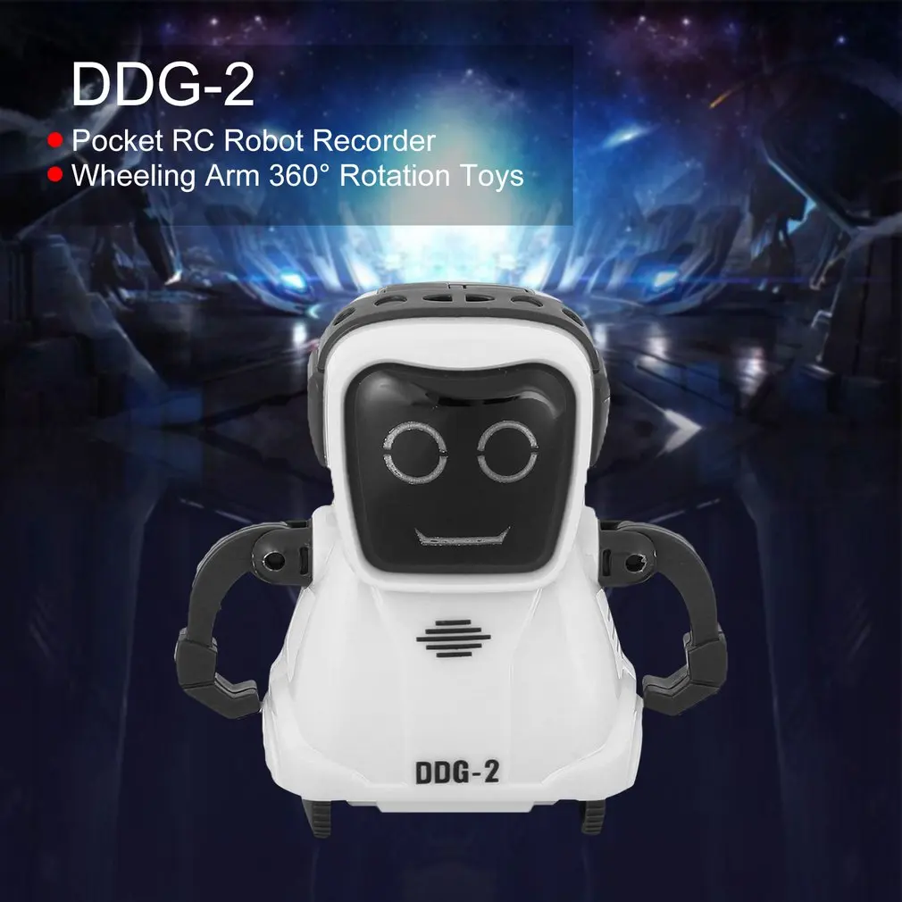 Intelligent DDG-2 DDG-3 Mini Pocket Voice Recording RC Robot Smart Recorder Freely Wheeling 360 Rotation Arm Toys for Kids Gift