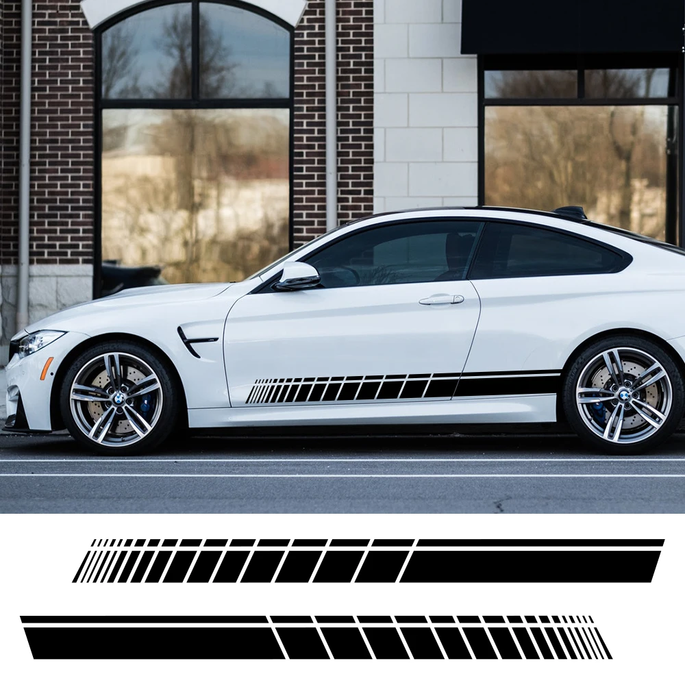 

2pcs Car Side Skirt Sticker Long Stripe Auto Vinyl Film Sticker Tuning Car Universal Shelter Scratches Stickers Car Accessories