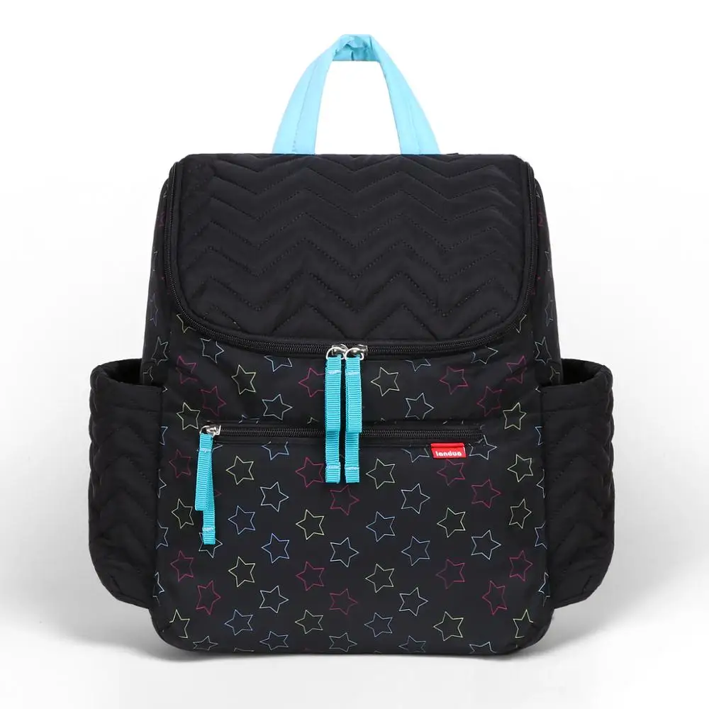 LANDUO сумки для подгузников для мам, большой вместительный дорожный рюкзак для подгузников с матрасом для пеленания, сумки для кормления детей для новорожденных MPB106 - Цвет: MPB106-black