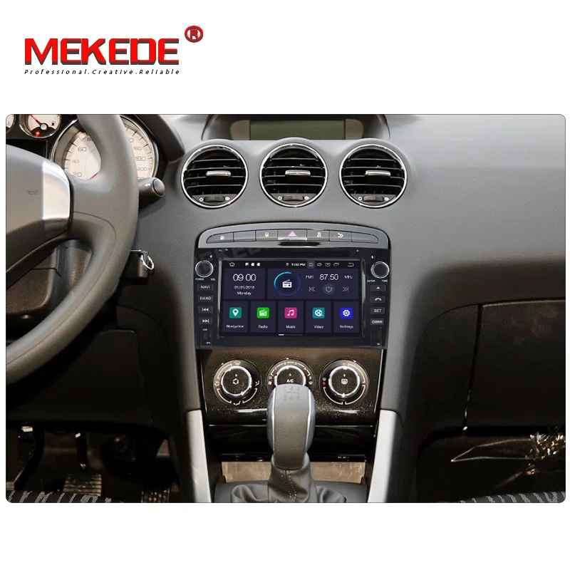 MEKEDE 4+ 64G Автомобильный dvd-плеер Android 9,0 Авторадио мультимедийный плеер для PEUGEOT 308 2007-2013408 2011- с gps-навигацией