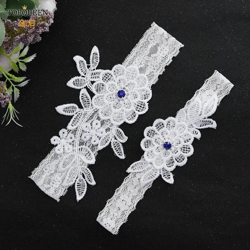 

TOPQUEEN 2pcs Wedding Garter Embroidery Floral Sexy Garters Thigh Ring Party Cosplay Prom Bridal Leg Garter with Beaded
