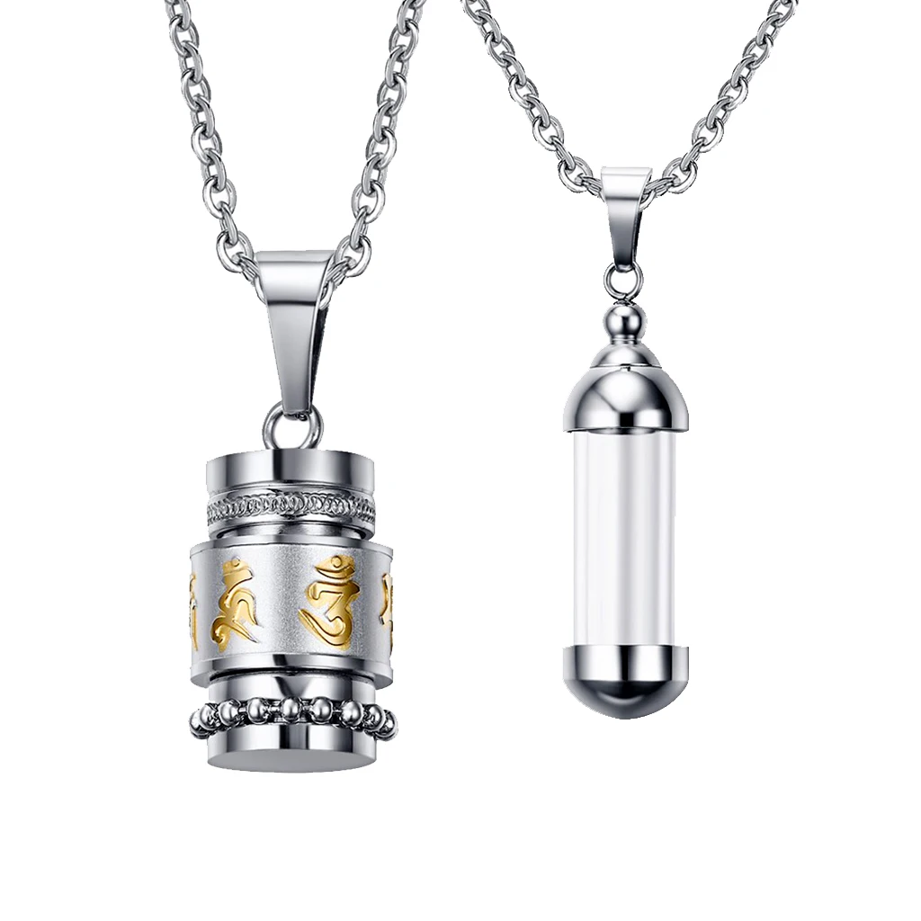 silver color Tone Stainless Steel Glass Tube Urn Bottle Keepsake Cremation Memorial Pendant Chain Necklace Fashion Jewelry