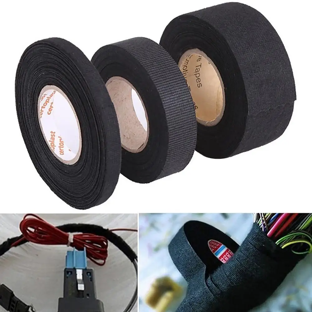 

15m Adhesive fabric Cloth Automotive Wiring Harness Tape Car Auto Heat Sound Isolation Car Tapes Cable Looms carros Styling Mou