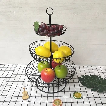 

3-layer Metal Fruit and Vegetable Basket Christmas Decoration Hanging Fruit Basket Household Kitchen Metal Storage Basket
