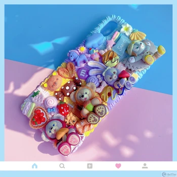 

DIY case For iPhone 11 pro max 3D duffy bear phone cover ip 6s 7/8 plus cute rabbit cream shell ip X/XS MAX XR handmade SE 2020