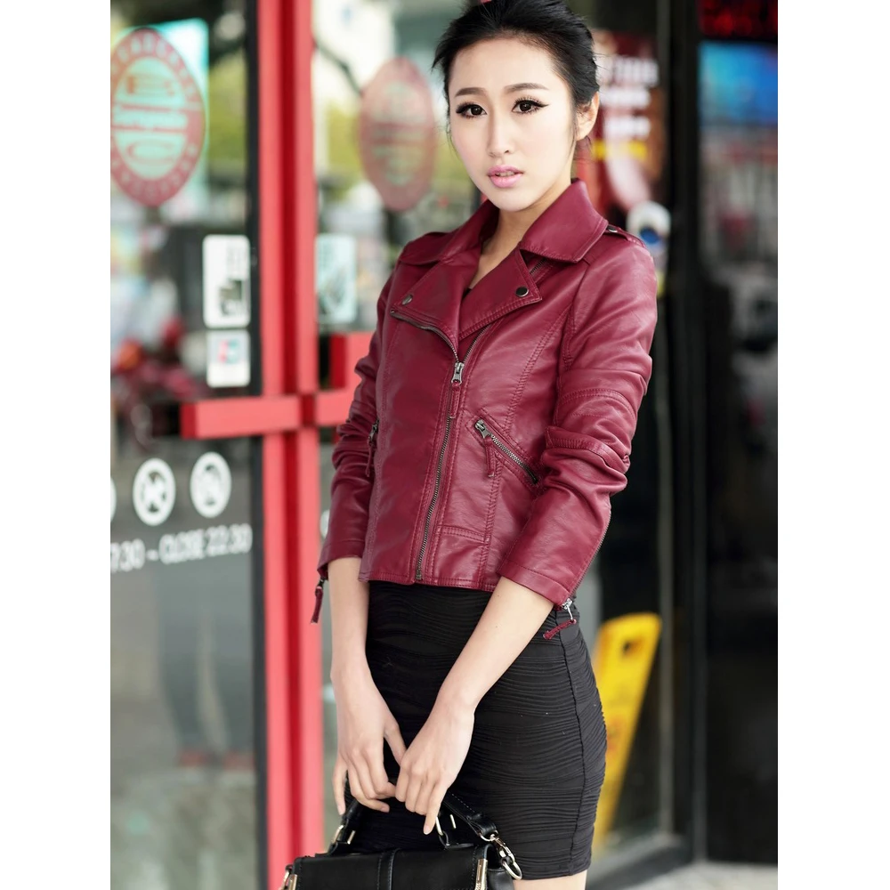 Very best  2019 Autumn Women Black Slim Cool Lady PU Leather Jackets Sweet Female Zipper Faux Femme Outwear Co