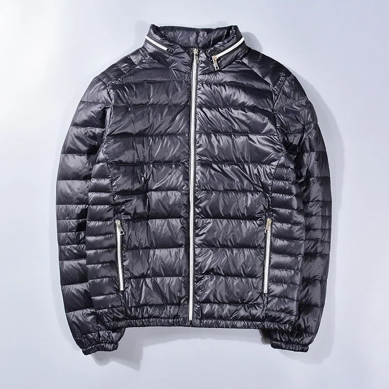 We10 Autumn And Winter Men Thin Slim Fit down Jacket Closing Stand Collar Coat Lightweight down Jacket Coat