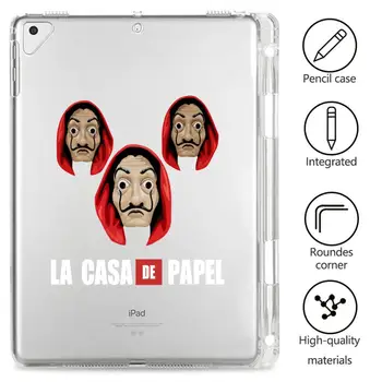

IPad 10.2 Case With Pen Slot La Casa De Papel Clear Soft Cover Funda iPad Pro 5th 6th Generation 9.7 10.2 11 12.9 Mini 1 2 3 4 5