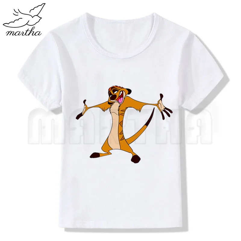 WhiteF Children Summer Tops Boys Girls Cartoon The Lion King Simba Cute Print T-shirt Children Funny Short Sleeve Baby Clothes - Цвет: WhiteF