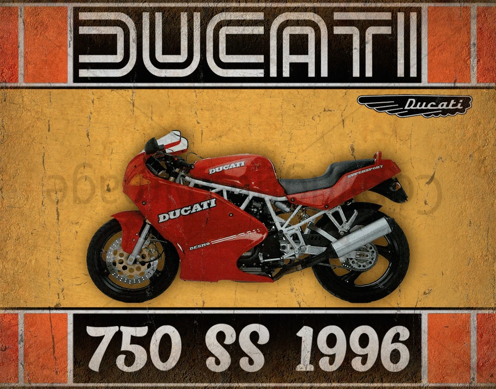DUCATI 750 SS 1996 металлический жестяной плакат на мотоцикл | Дом и сад