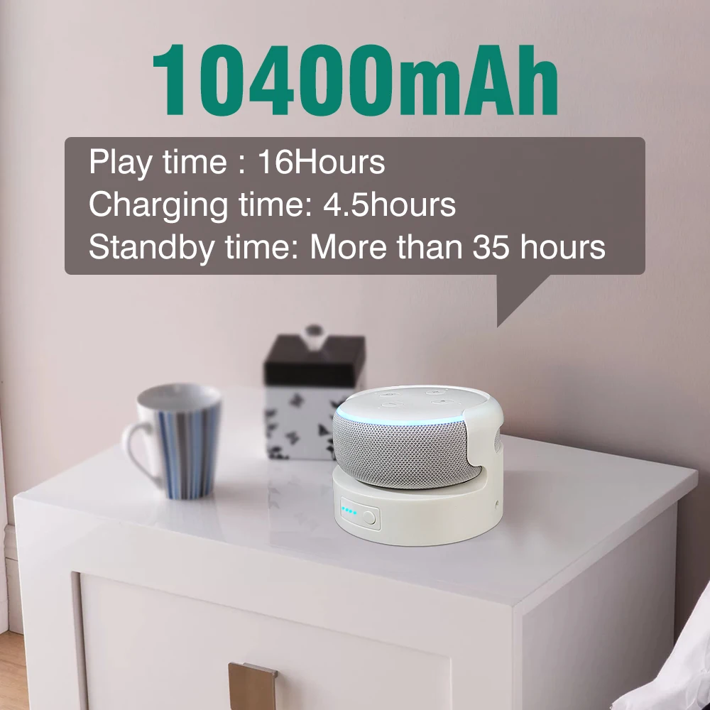 EchoDot 本体andバッテリーベース ワイヤレスポータブルステレオ化セット 新しいEcho-Dotと互換性のある5つのバッテリーベース,第4世代の