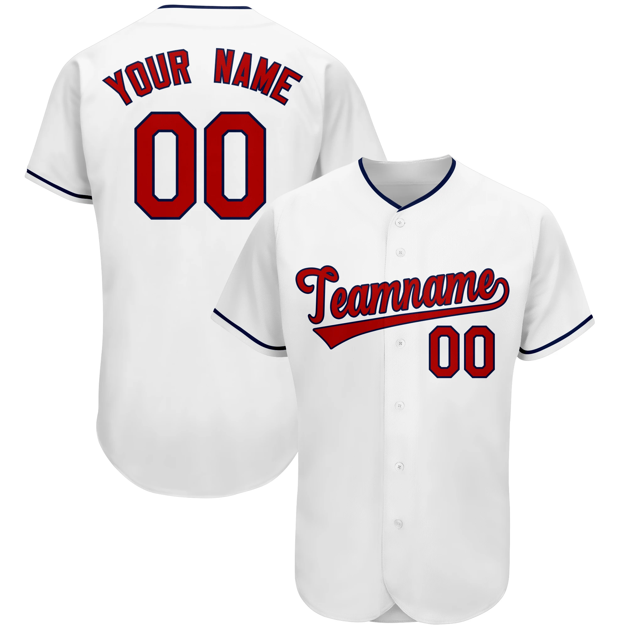 Custom Name & Number Baseball Jersey For Men - 100% Polyester, Button Front, Short Sleeve (Blue)