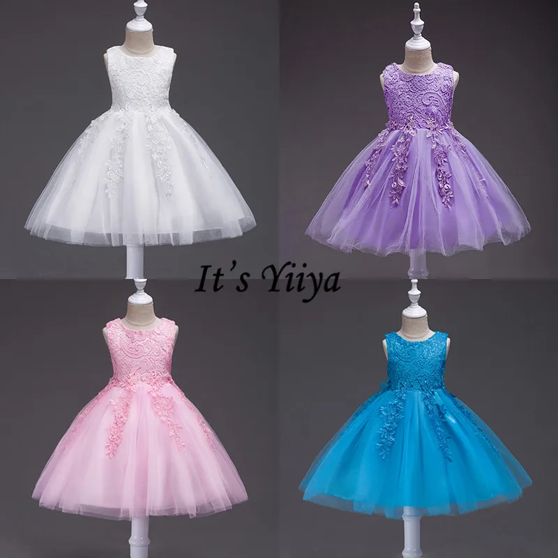 It's Yiya/Платья с цветочным узором для девочек 5 цветов, без рукавов, с круглым вырезом, Детские вечерние платья кружева, элегантные